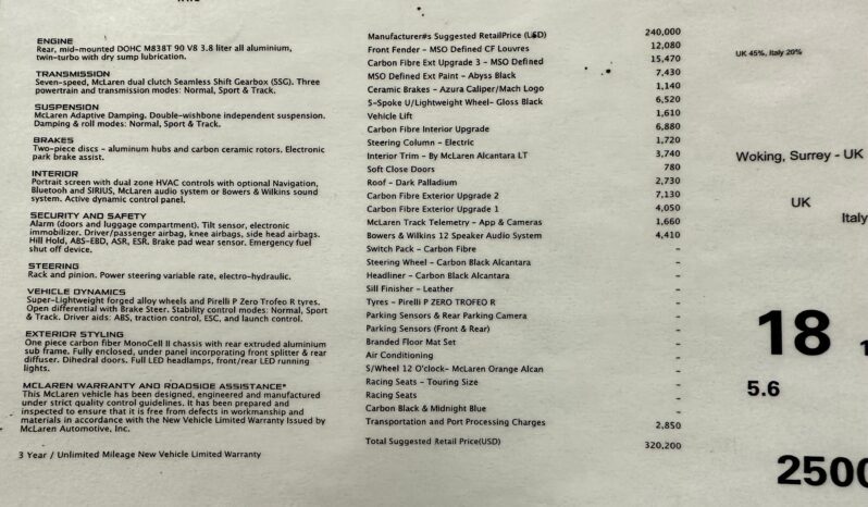 
								2019 Mclaren 600LT full									